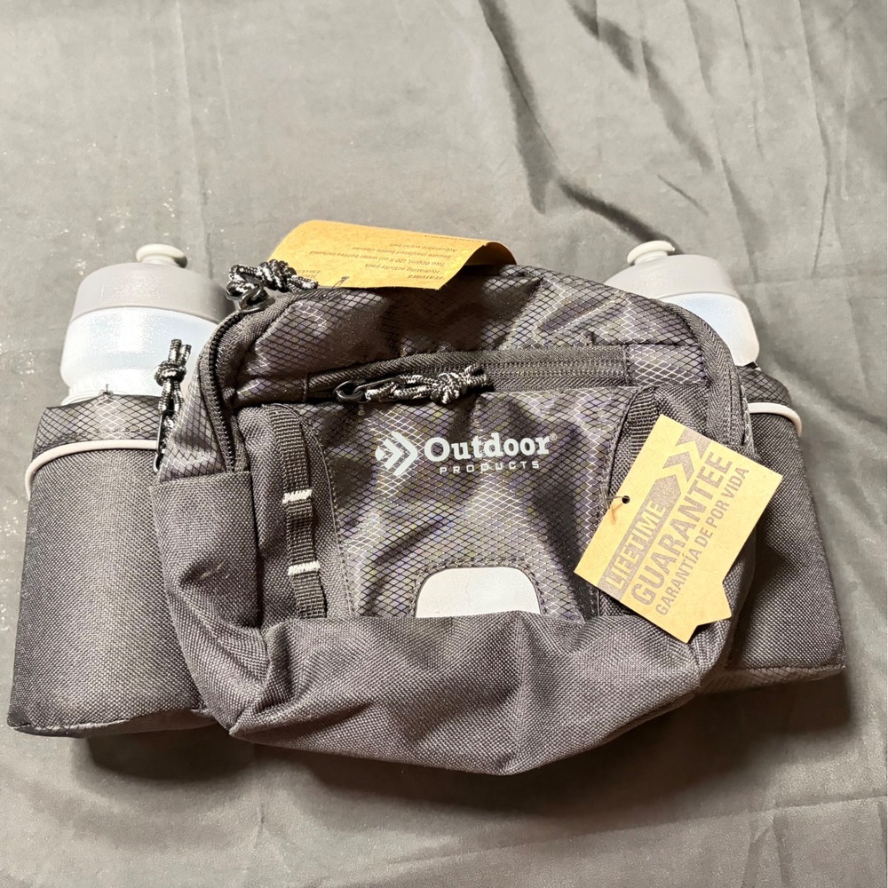 Outdoor Products Hydration Waist Pack 2 Water Bottles Hiking Running NWT Gray